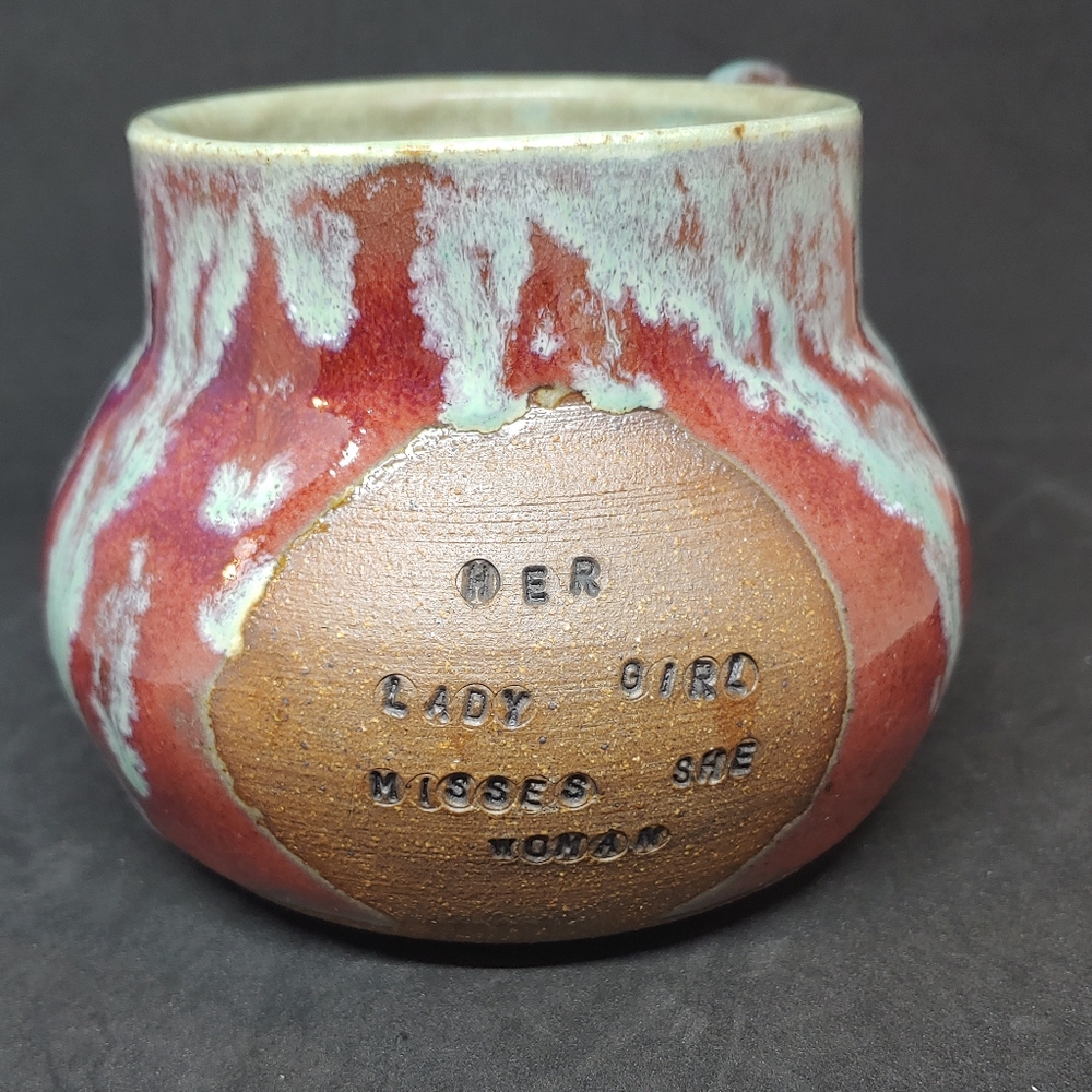 Studio Pottery Mug Marble Glaze Pronouns She Her Girl
